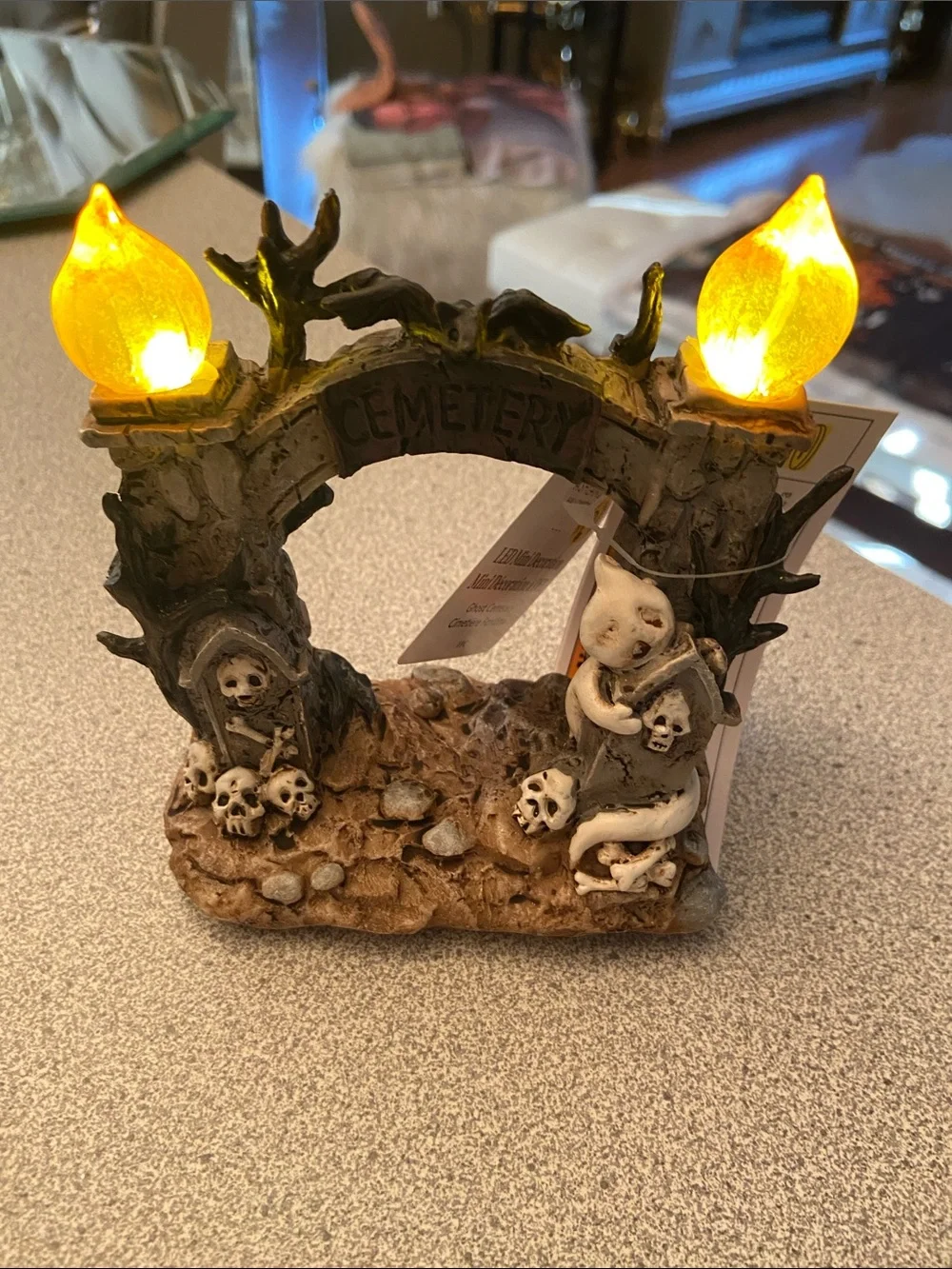 Halloween Cemetery Arch LED Decor - Orange Flames